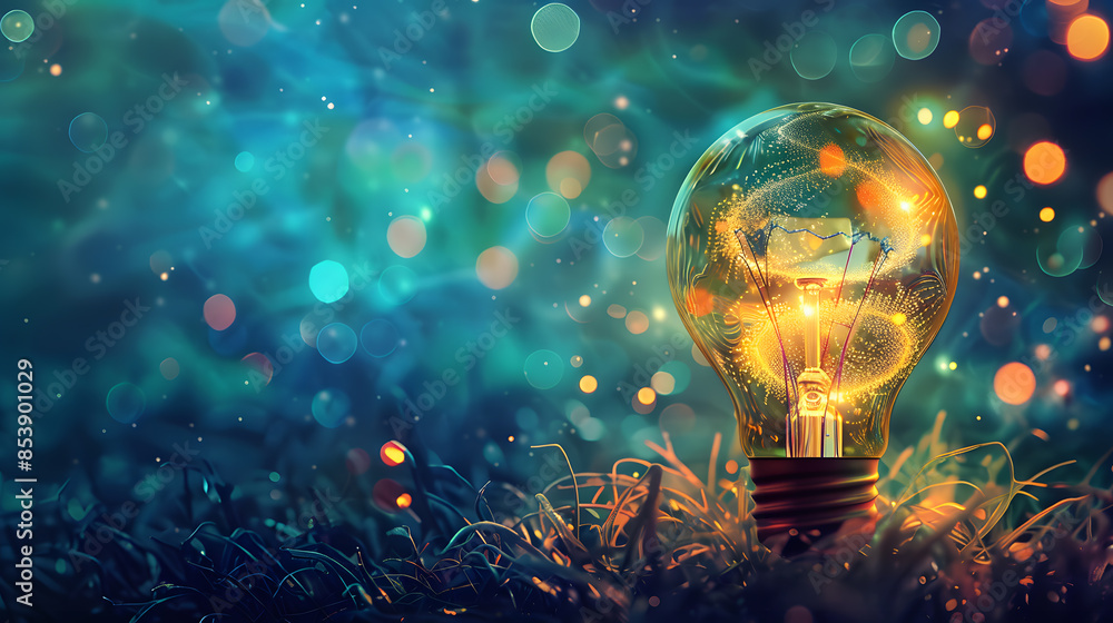 Green energy concept with light bulb and nature. AI Generated Green energy concept with light bulb and nature. AI Generated