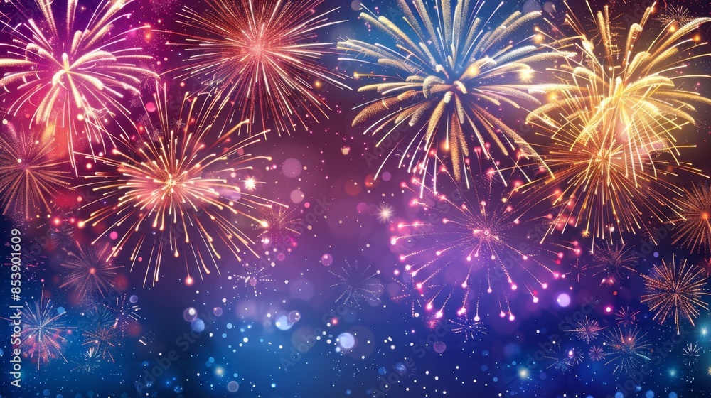 Fototapeta premium Spectacular Fireworks Display Generative AI