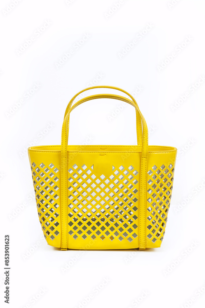Yellow beach bag on white background Yellow beach bag on white background