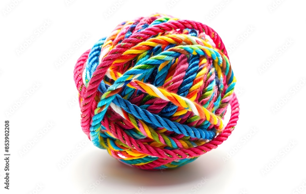 Colorful rope ball isolated on white background Colorful rope ball isolated on white background
