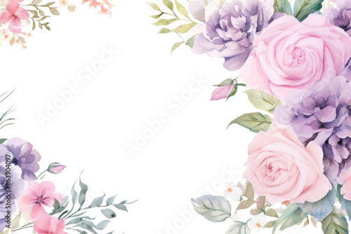 PNG Bouquet border frame painting pattern flower. © Rawpixel.com