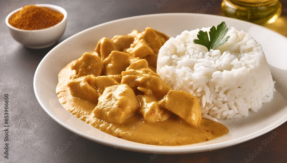 chicken curry with boiled rice chicken curry with boiled rice