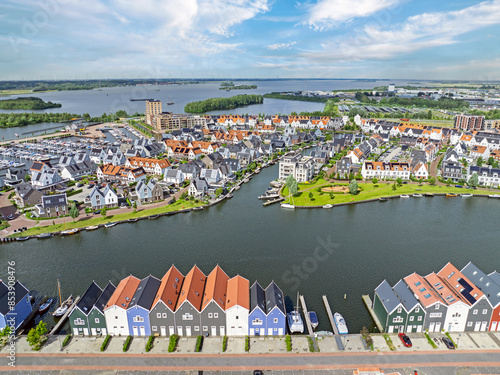 Aerial from the city Harderwijk in the Netherlands photo