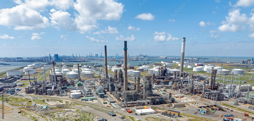 Aerial from industry in Rotterdam harbor in the Netherlands Aerial from industry in Rotterdam harbor in the Netherlands
