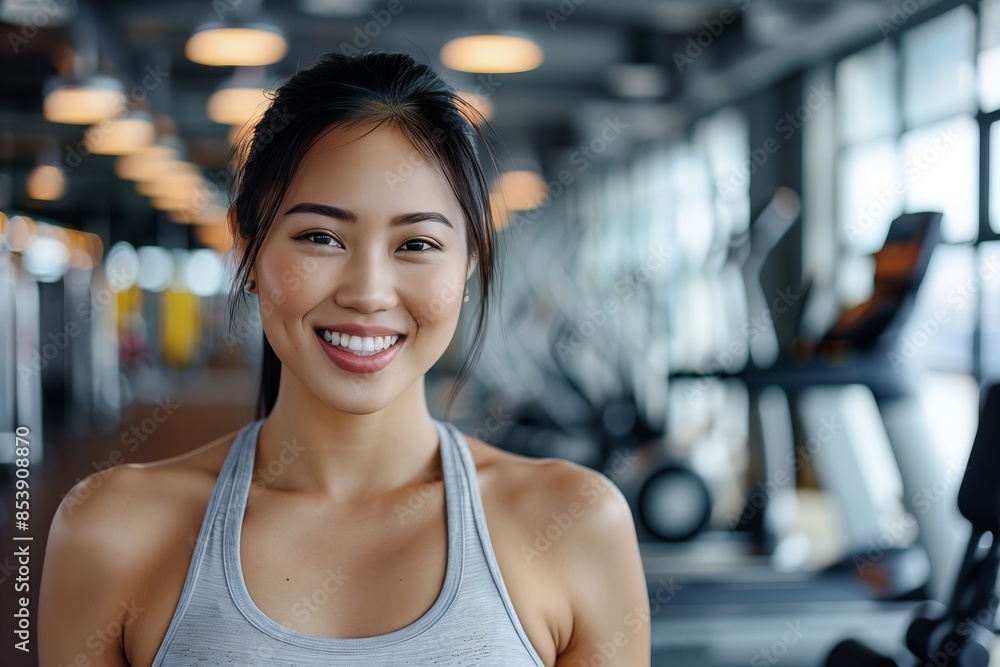 Smiling Woman in Gym Ready for Workout Smiling Woman in Gym Ready for Workout