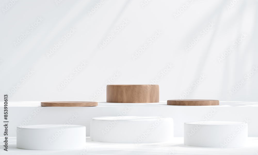 Minimal product placement. white podium display for product presentation. 3d illustration Minimal product placement. white podium display for product presentation. 3d illustration