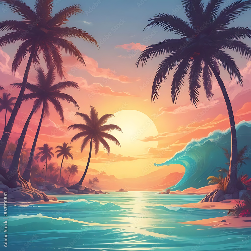 Obraz premium beach with palm trees
