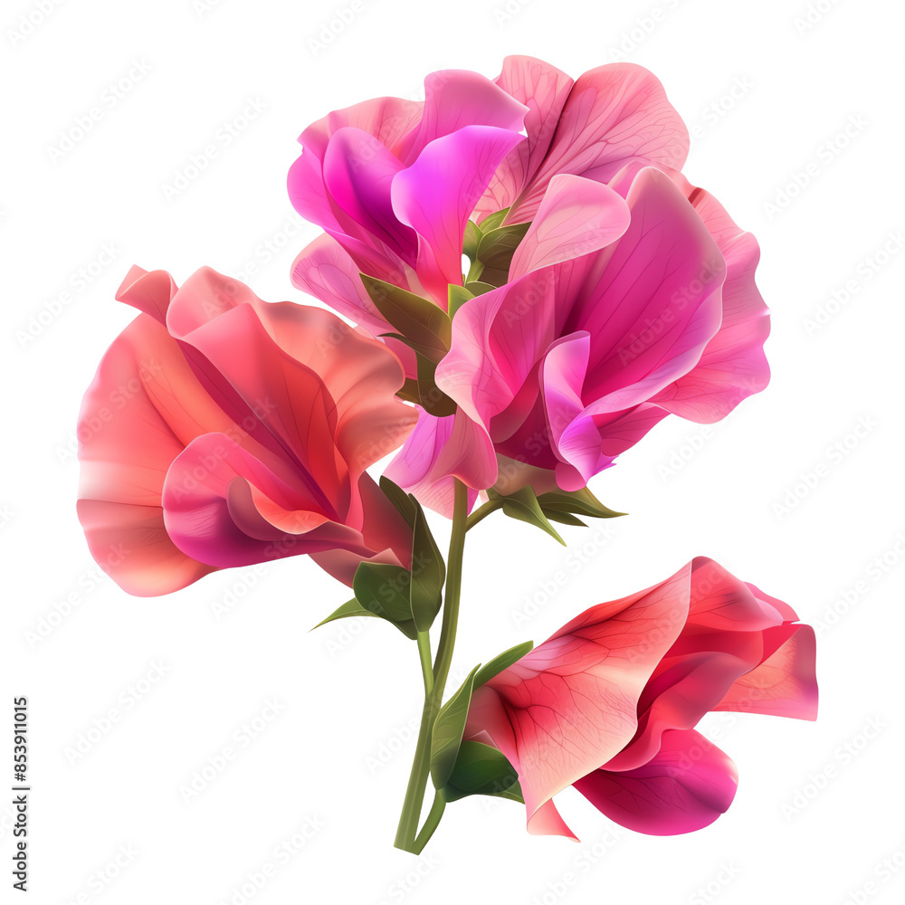 A vibrant bouquet of pink and red flowers isolated on a white background, perfect for decorating and design purposes. A vibrant bouquet of pink and red flowers isolated on a white background, perfect for decorating and design purposes.