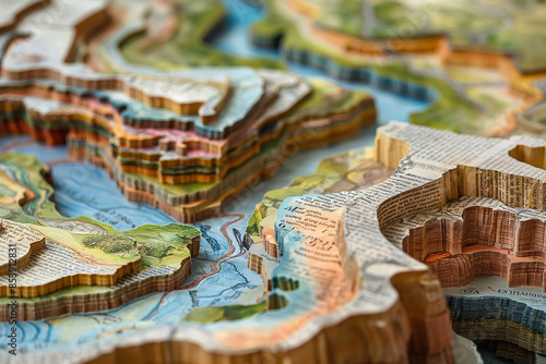 Wallpaper Mural A relief map made out of book pieces Torontodigital.ca