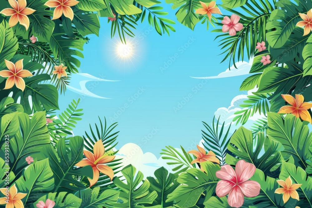 Summer Background illustration created with Generative AI Summer Background illustration created with Generative AI
