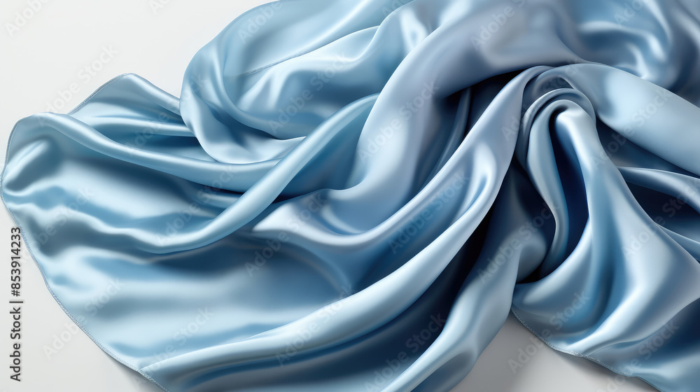 Abstract textile satin fabric texture background illustration banner of smooth soft waving blue beige satin textile, isolated on transparent background png, Generative AI Abstract textile satin fabric texture background illustration banner of smooth soft waving blue beige satin textile, isolated on transparent background png, Generative AI