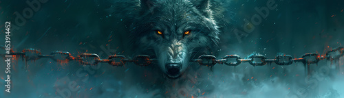 Fenrir in Chains The mighty wolf Fenrir bound in magical chains