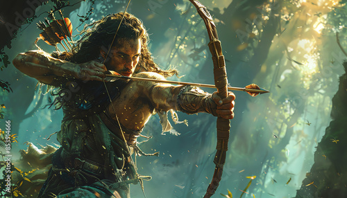 Centaur Archer A centaur with a bow and arrow standing in a dense forest