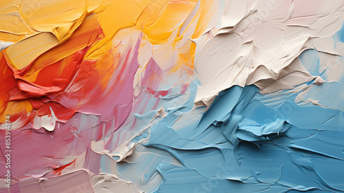 Wallpaper Mural Closeup of abstract rough colorful multicolored art painting texture, with oil brushstroke, pallet knife paint on canvas, Generative AI Torontodigital.ca