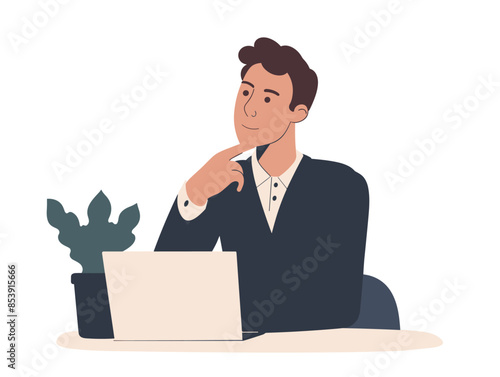 white background, A finance leader developing long-term financial strategies., very simple and isolate in the style of animated illustrations, white background