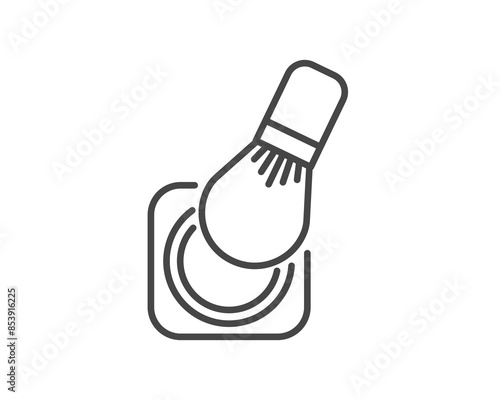 Makeup and cosmetics. Linear vector graphic icons of beauty in the form of powder with brush.
