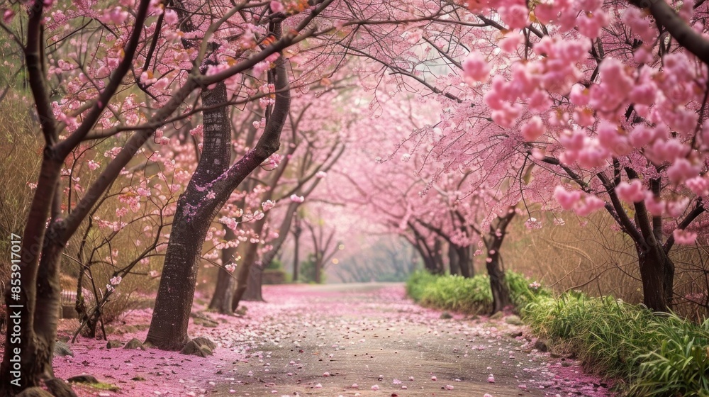 Naklejka premium Pink Blossom Tunnel, Springtime
