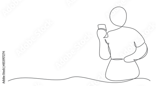 Mobile phone One line drawing on white background