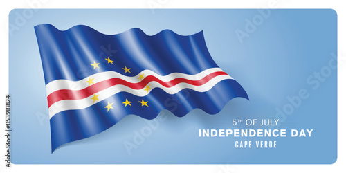 Free Download Cape Verde independence day vector banner, greeting card. Cabo Verde wavy flag in 5th of July patriotic holiday horizontal design with realistic flag - GFXLoad