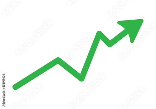 Upward stepping green arrow. Growth Bar green  step to growth success vector illustration on white. Progress way and forward achievement creative concept. Bar graph.