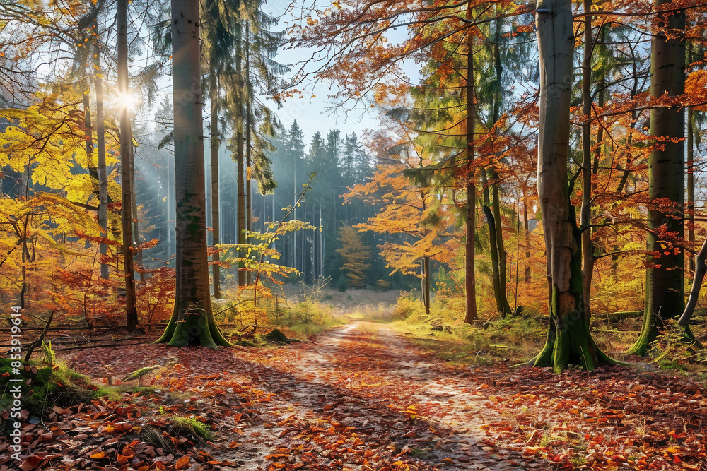 Stunning Autumn Landscape full of fall trees, orange, red and yellow leaves Stunning Autumn Landscape full of fall trees, orange, red and yellow leaves