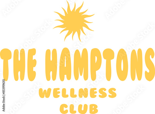 The Hamptons wellness health sun retreat club Graphic Tee Slogan vector Fashion t-shirt Trending emblem crest logo Apparel Badge Cute Tshirt  artwork typography tote