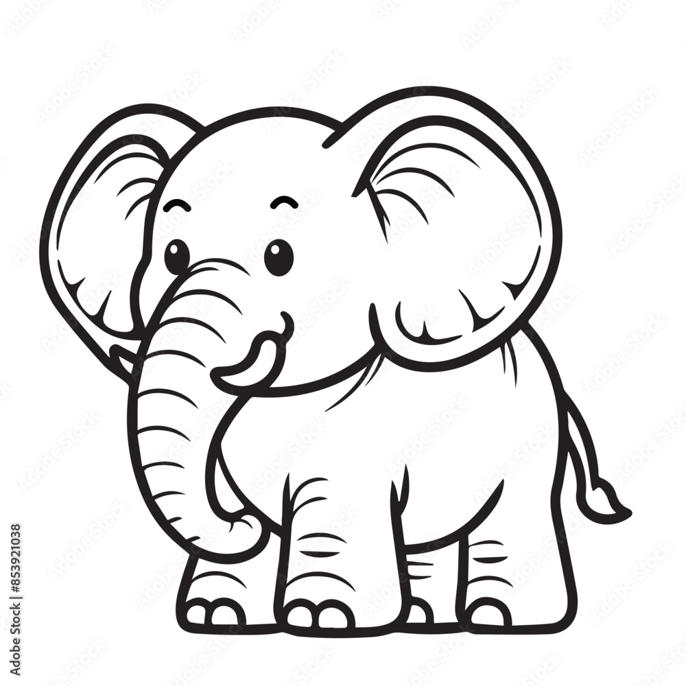 Fototapeta premium Line art of elephant cartoon vector