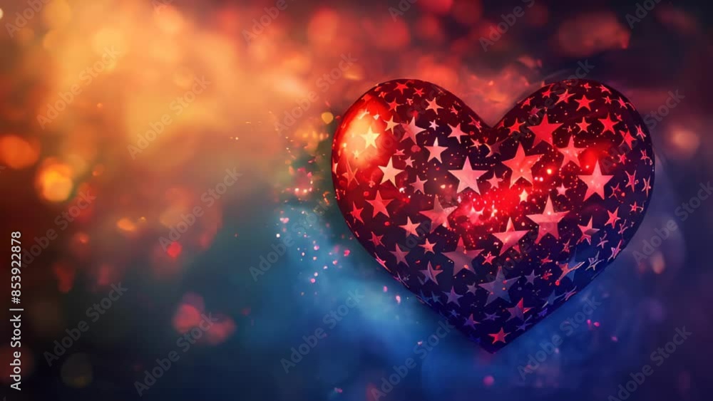 Glowing heart with stars and lights, warm vibrant colors Glowing heart with stars and lights, warm vibrant colors