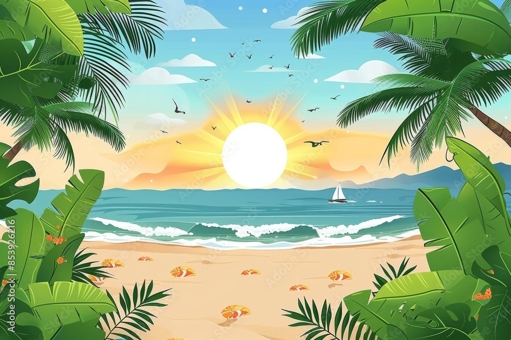 Obraz premium Summer Background illustration created with Generative AI