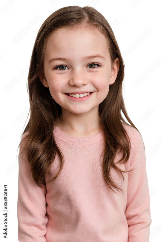 Cute little girl in a pink sweater, smiling and looking at the camera, Happiness concept, isolated, transparent background, no background. PNG. Cute little girl in a pink sweater, smiling and looking at the camera, Happiness concept, isolated, transparent background, no background. PNG.