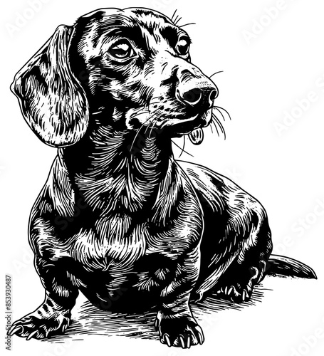 Illustration of a dachshund in black, isolated 