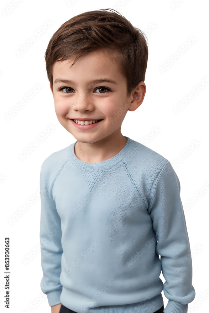 Cute little boy in a blue sweater, smiling and looking at the camera, Happiness concept, isolated, transparent background, no background. PNG. Cute little boy in a blue sweater, smiling and looking at the camera, Happiness concept, isolated, transparent background, no background. PNG.