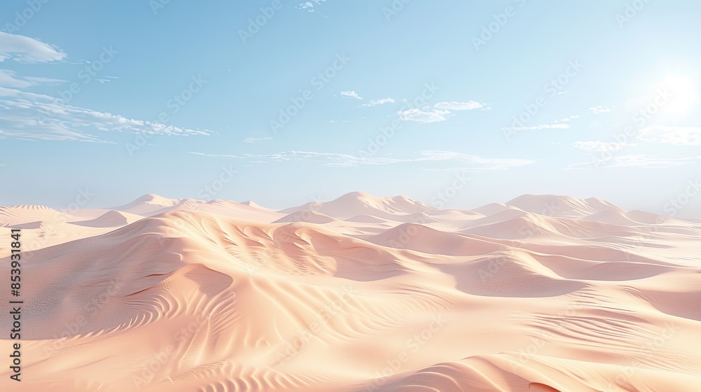 Naklejka premium 3D render of a desert landscape with sand dunes