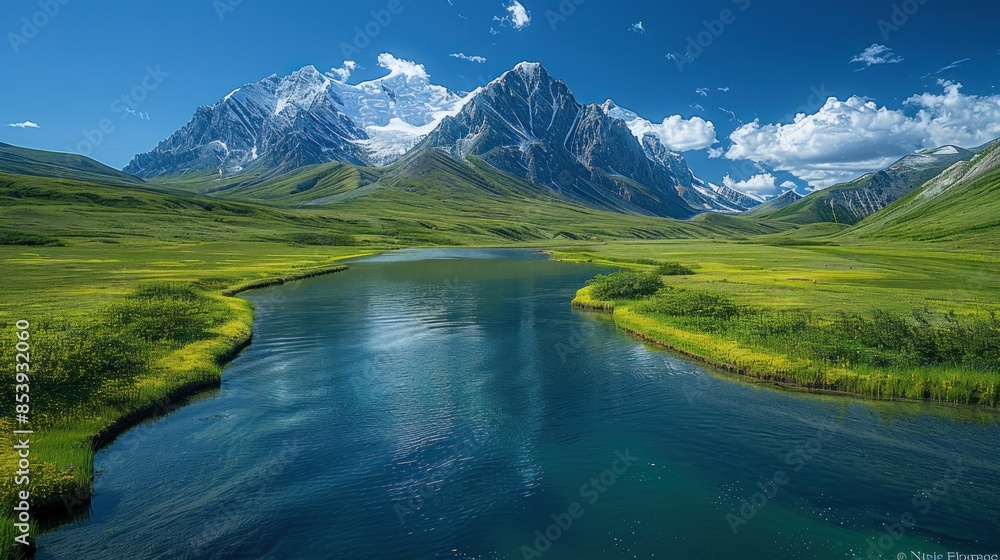 Fototapeta premium Serene Mountain Lake Landscape