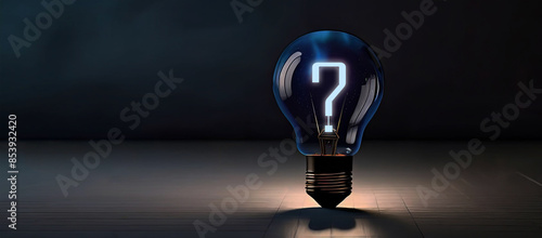 Question mark with bulb concept, concept for assessments, test, exam, quiz, puzzle, knowledge checks backgrounds, concept of help, concept of solution.