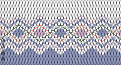 Pastel zigzag and square knitting pattern, Festive Sweater Design. Seamless Knitted Pattern
