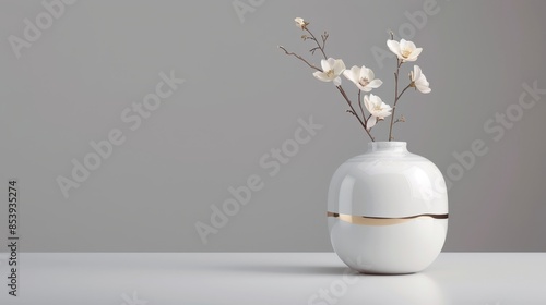 compact luxurious flower vase with craggy stratified texture in white and gold opulent silhouette minimalist pose clean white background in clean studio lighting product photography highly detailed