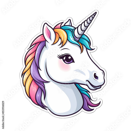 Cute Kawaii Face Unicorn Strickers Clipart