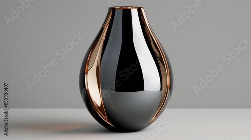 compact elegant flower vase with craggy stratified texture in black and gold refined silhouette minimalist pose clean white background in clean studio lighting product photography highly detailed