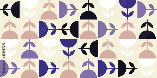Vector background. geometric flower plant. abstract illustration. Bauhaus style