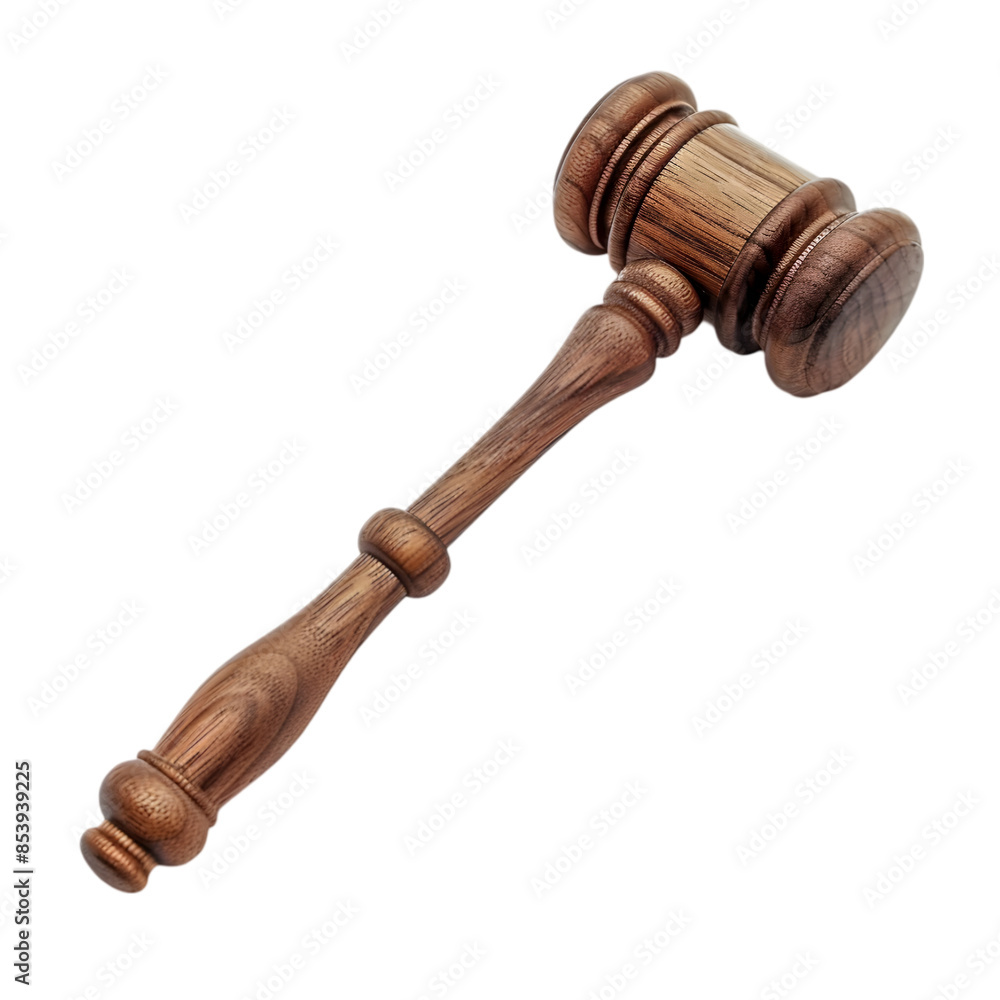 Judge's gavel,cutout on transparent backgrounds.