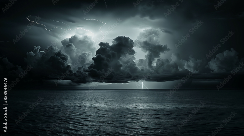 A dark sky with lightning striking the water, creating an ominous atmosphere for your phone wallpaper. A dark sky with lightning striking the water, creating an ominous atmosphere for your phone wallpaper.