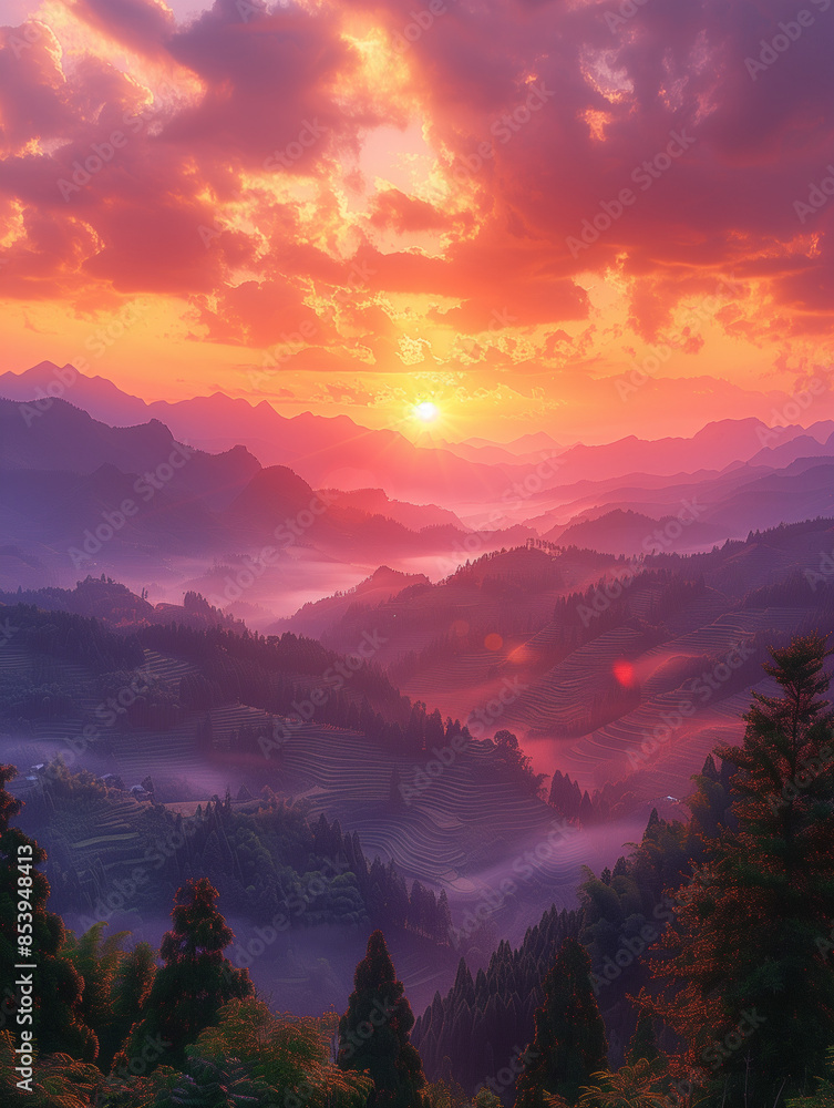 Obraz premium sunset in the mountains