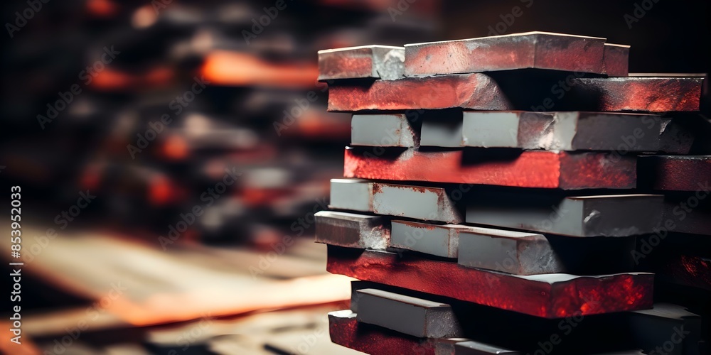 Stacks of processed rare earth elements from mining operations. Concept