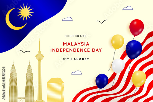 Malaysia Independence Day Minimalist Flat Design Template
