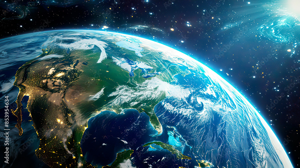 Photorealistic image of planet Earth from space showing realistic surface details and world map captured from an outer space viewpoint colors deep space soft illumination Photorealistic image of planet Earth from space showing realistic surface details and world map captured from an outer space viewpoint colors deep space soft illumination