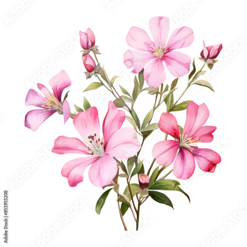 bouquet of pink flowers watercolor isolated on transparent background cutout