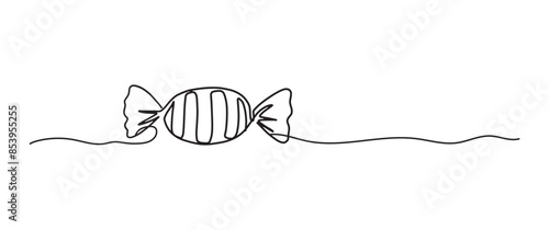 Candy dessert continuous one line drawing, single line art element, minimalist sketch line vector illustration, halloween spooky concept