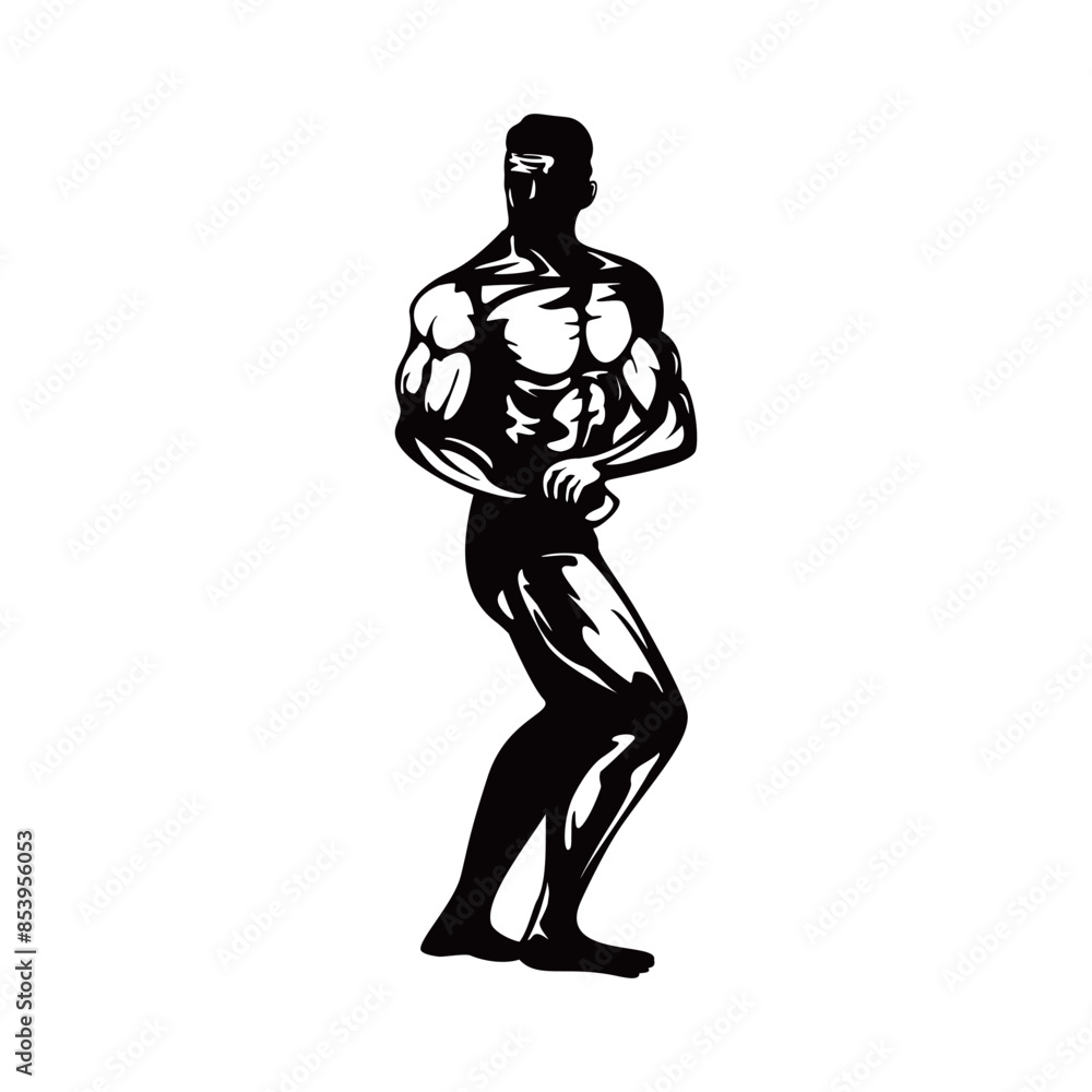 Fototapeta premium muscle man silhouette design. professional bodybuilder sign and symbol.