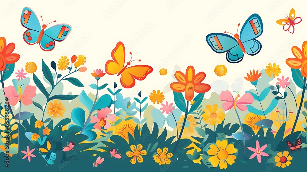 Colorful Butterfly Garden in Bloom Colorful Butterfly Garden in Bloom